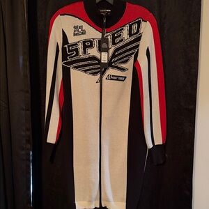 Bodycon Red and Black Speed Graphic Sweater